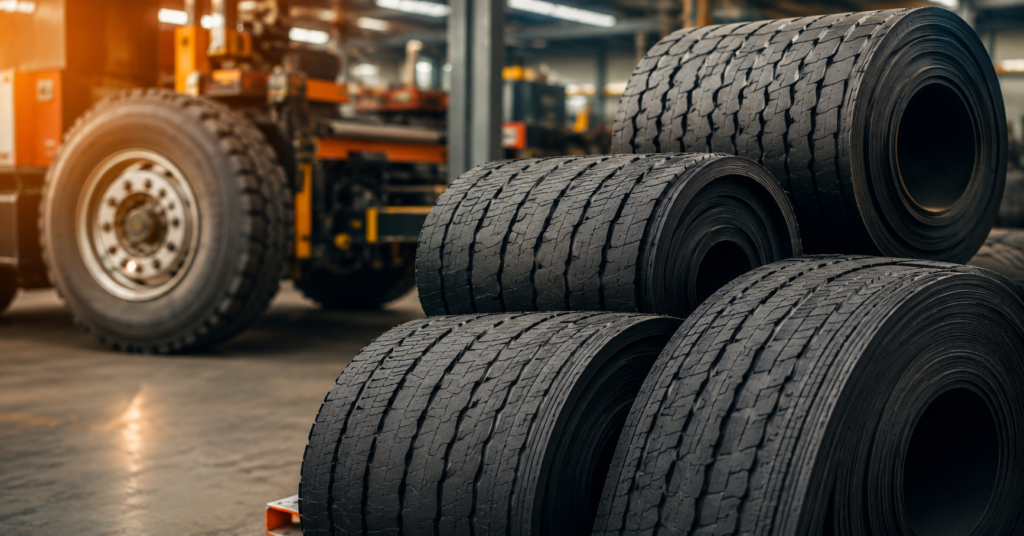 Precured tread rubber rolls manufactured by Pal Rubber Industries for tyre retreading
